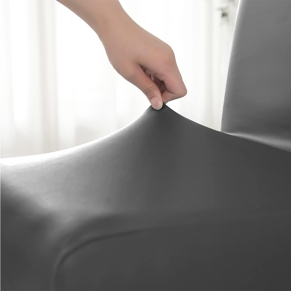 Black 2PCS Waterproof PU Leather Dining Chair Covers N717104