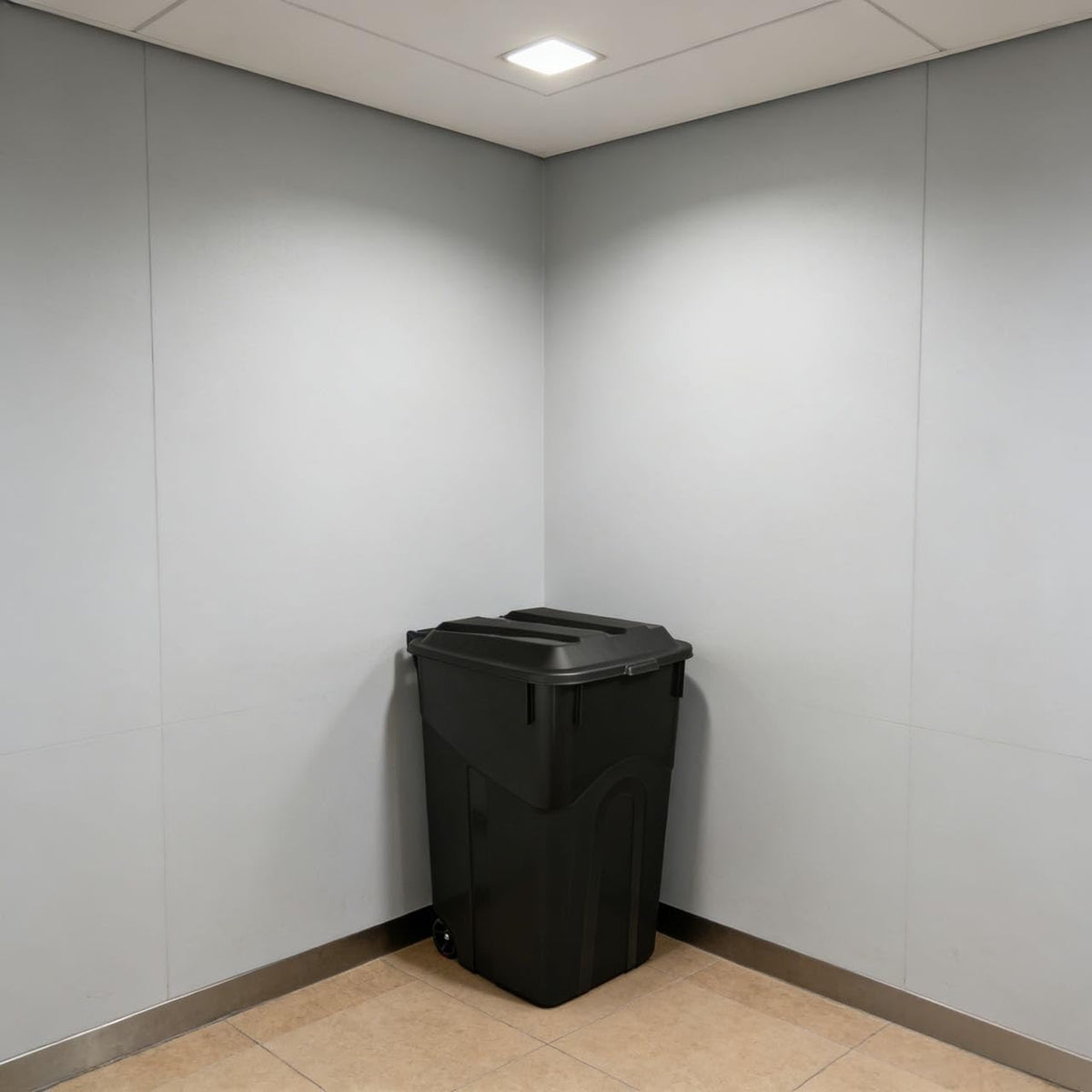 45 Gallon Black Wheeled Garbage Can with Attached Lid T17213