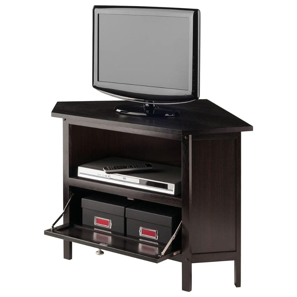 Espresso Corner TV Stand for TVs Up to 27 Inches Wood Q9499
