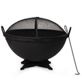32in Cast Iron Wood Burning Fire Pit with Screen and Poker C283926