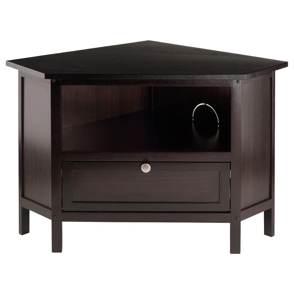Espresso Corner TV Stand for TVs Up to 27 Inches Wood Q9499