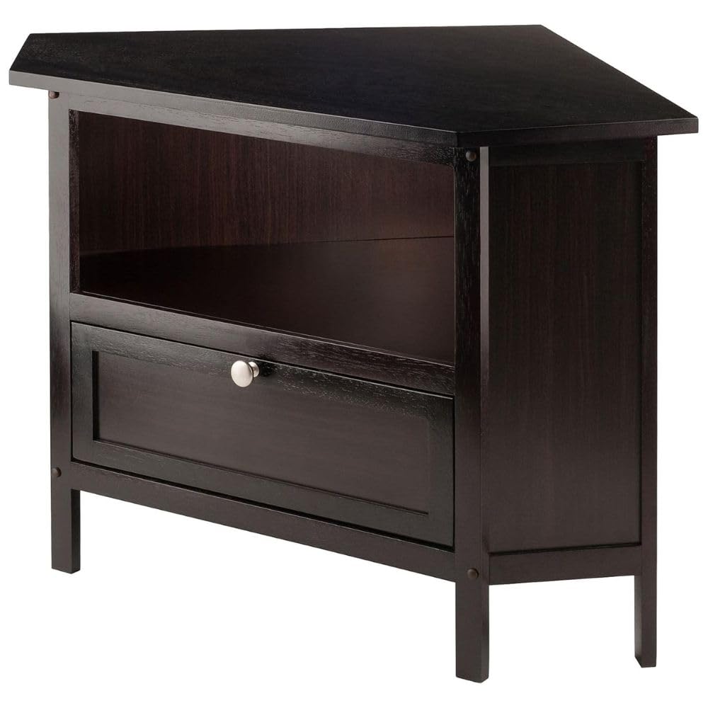 Espresso Corner TV Stand for TVs Up to 27 Inches Wood Q9499