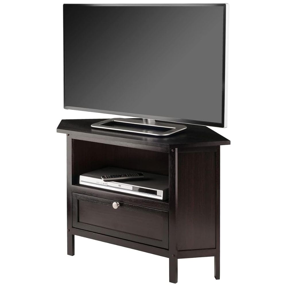 Espresso Corner TV Stand for TVs Up to 27 Inches Wood Q9499