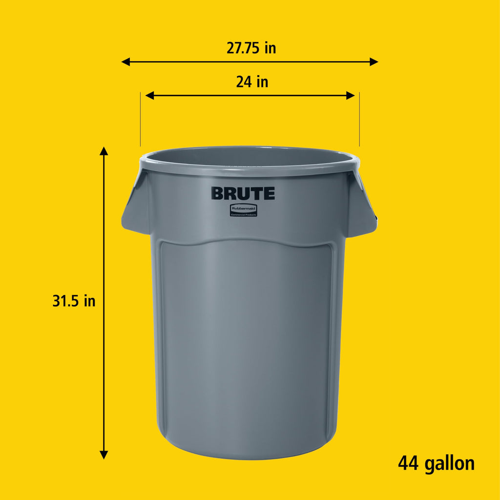 44-Gallon Gray Heavy-Duty Round Trash Container V973