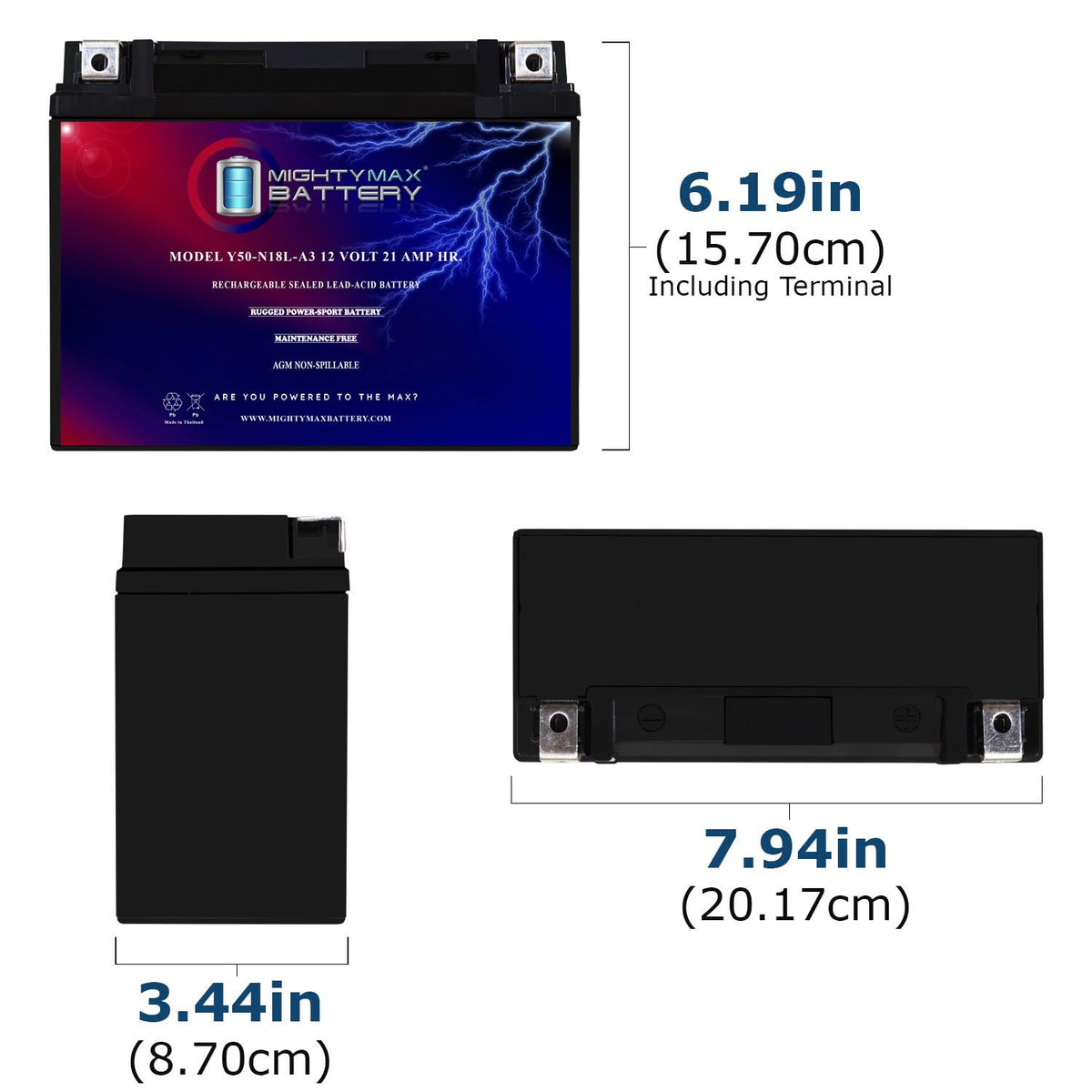 12 Volt 21 AH 350 CCA Rechargeable Maintenance Free SLA AGM Motorcycle Battery X33771