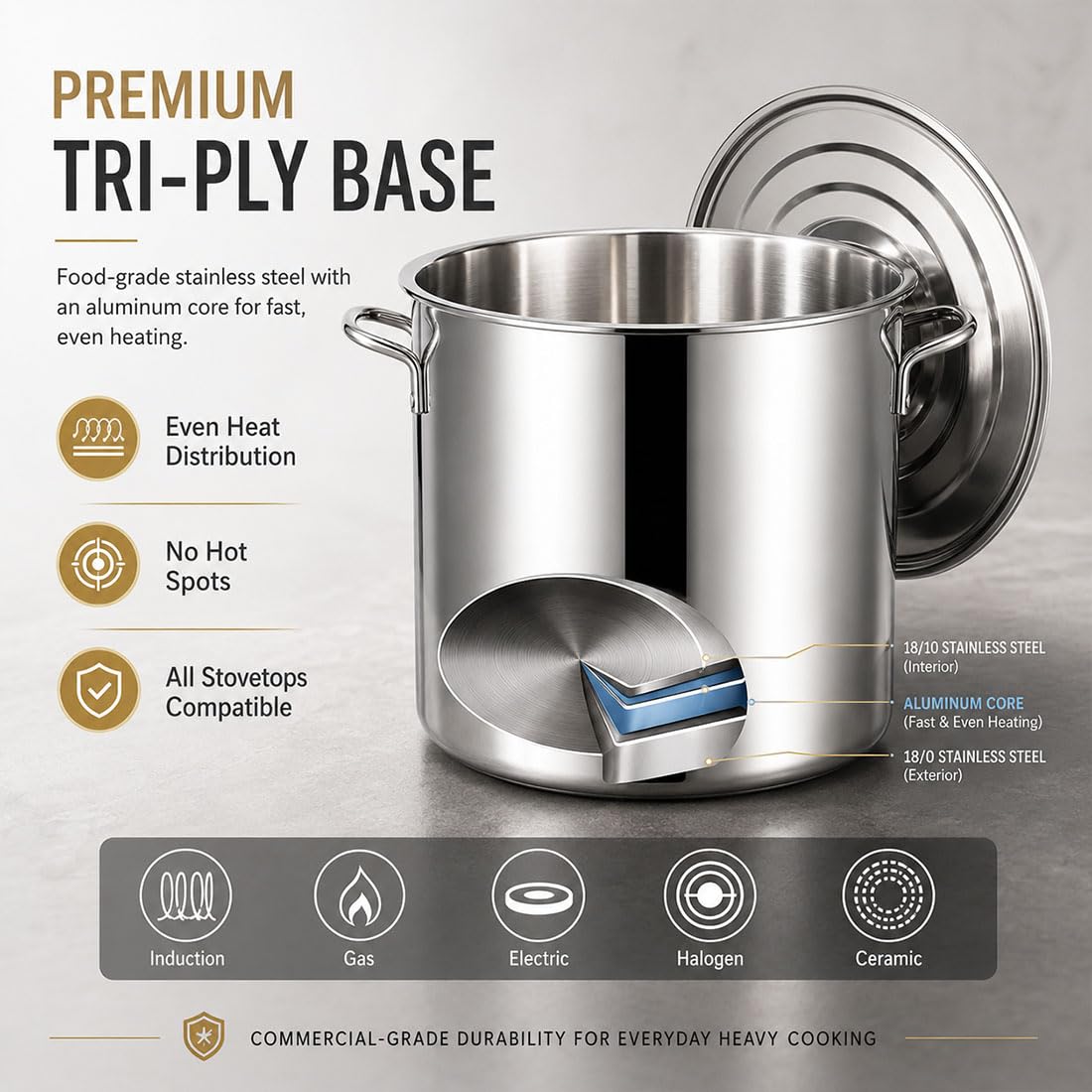 Heavy Duty Stainless Steel Stock Pot with Lid Z608