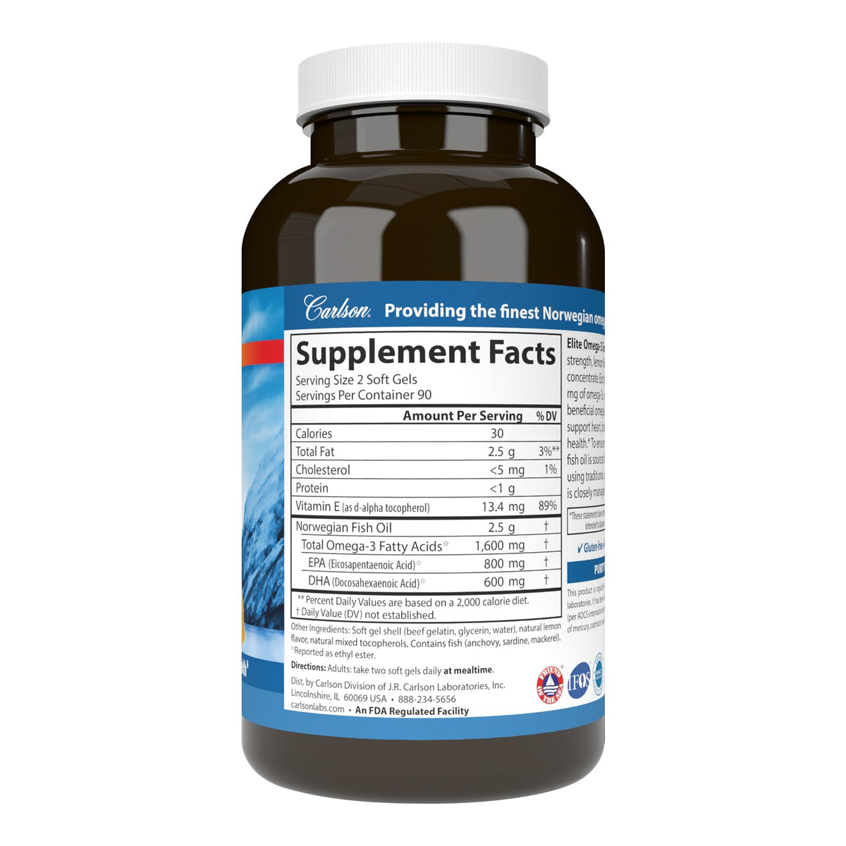 Omega-3 1600 mg Lemon 180 Softgels K450045