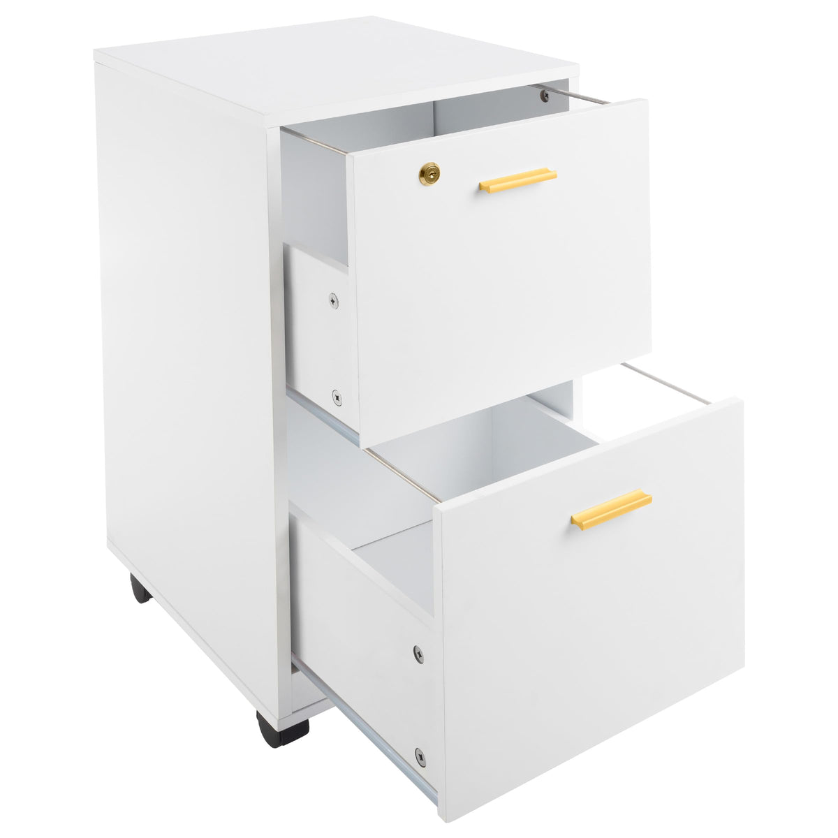 White 2 Drawer Wooden File Cabinet with Lock J940