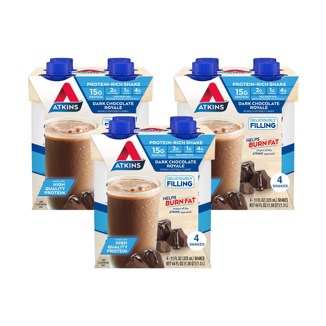 Dark Chocolate Protein Shake, 15g Protein, 2g Net Carb, 12 Count & Peanut Butter Cups, 0g Sugar, 20 Count U731