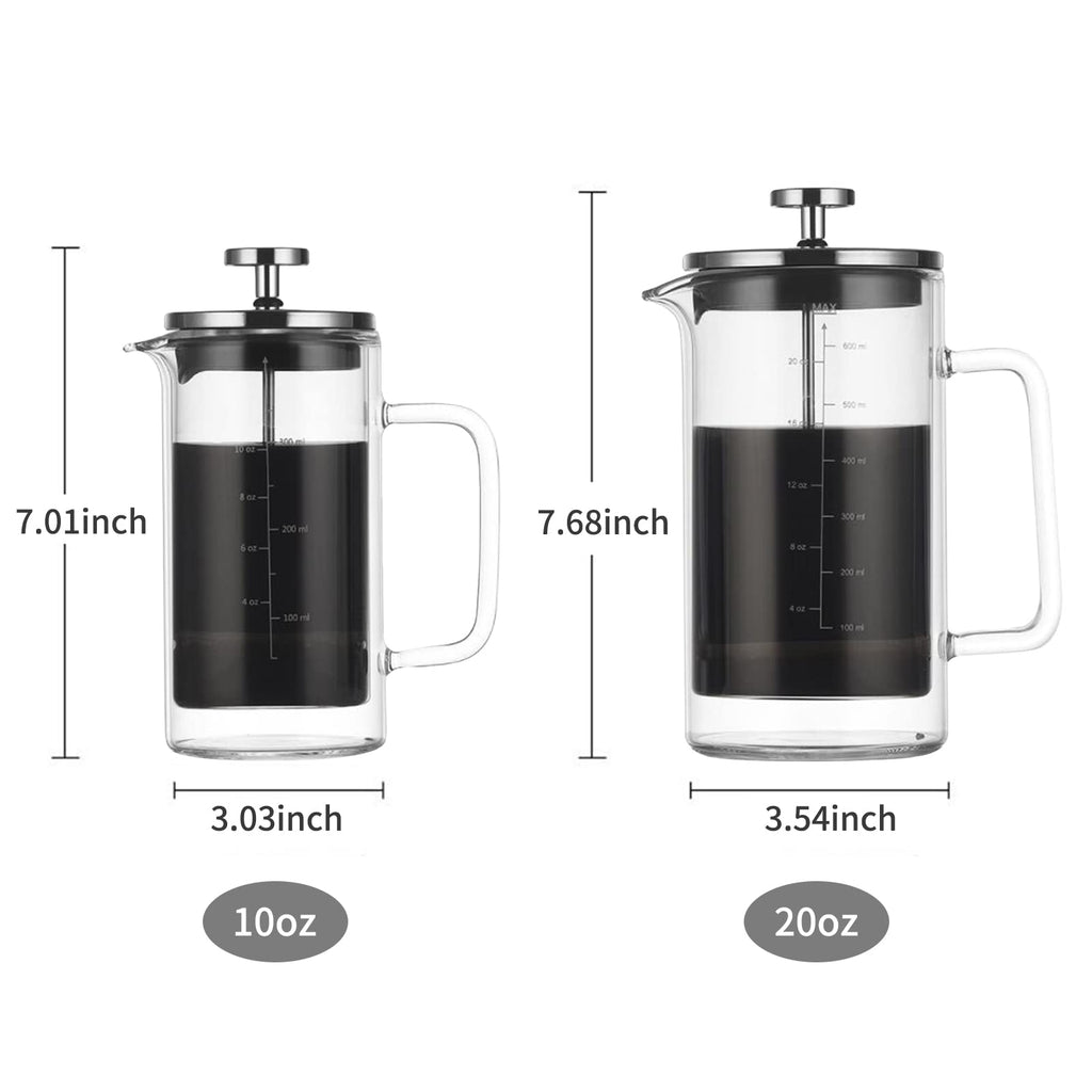 Double Walled Borosilicate Glass Coffee Pot J7277
