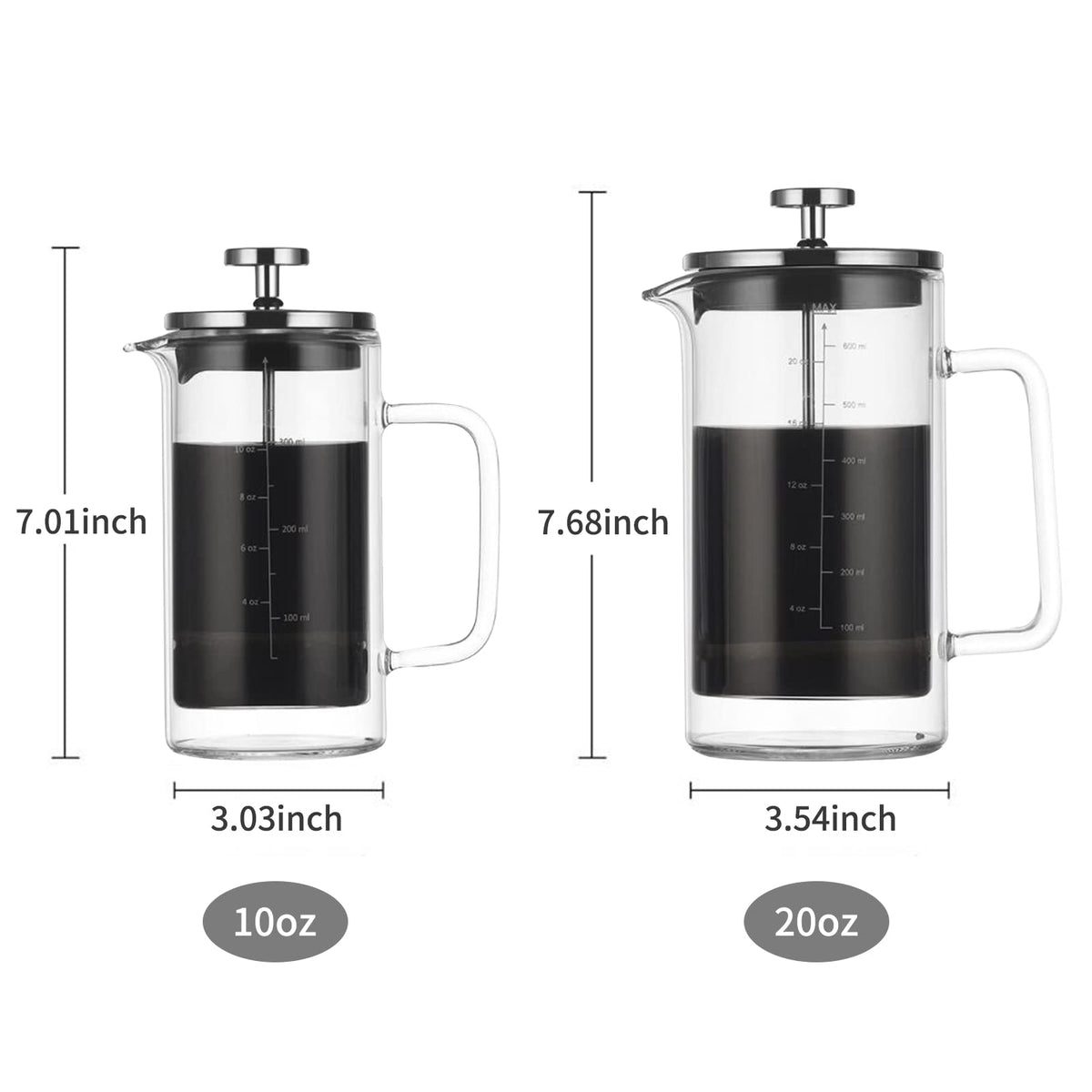 Double Walled Borosilicate Glass Coffee Pot J7277