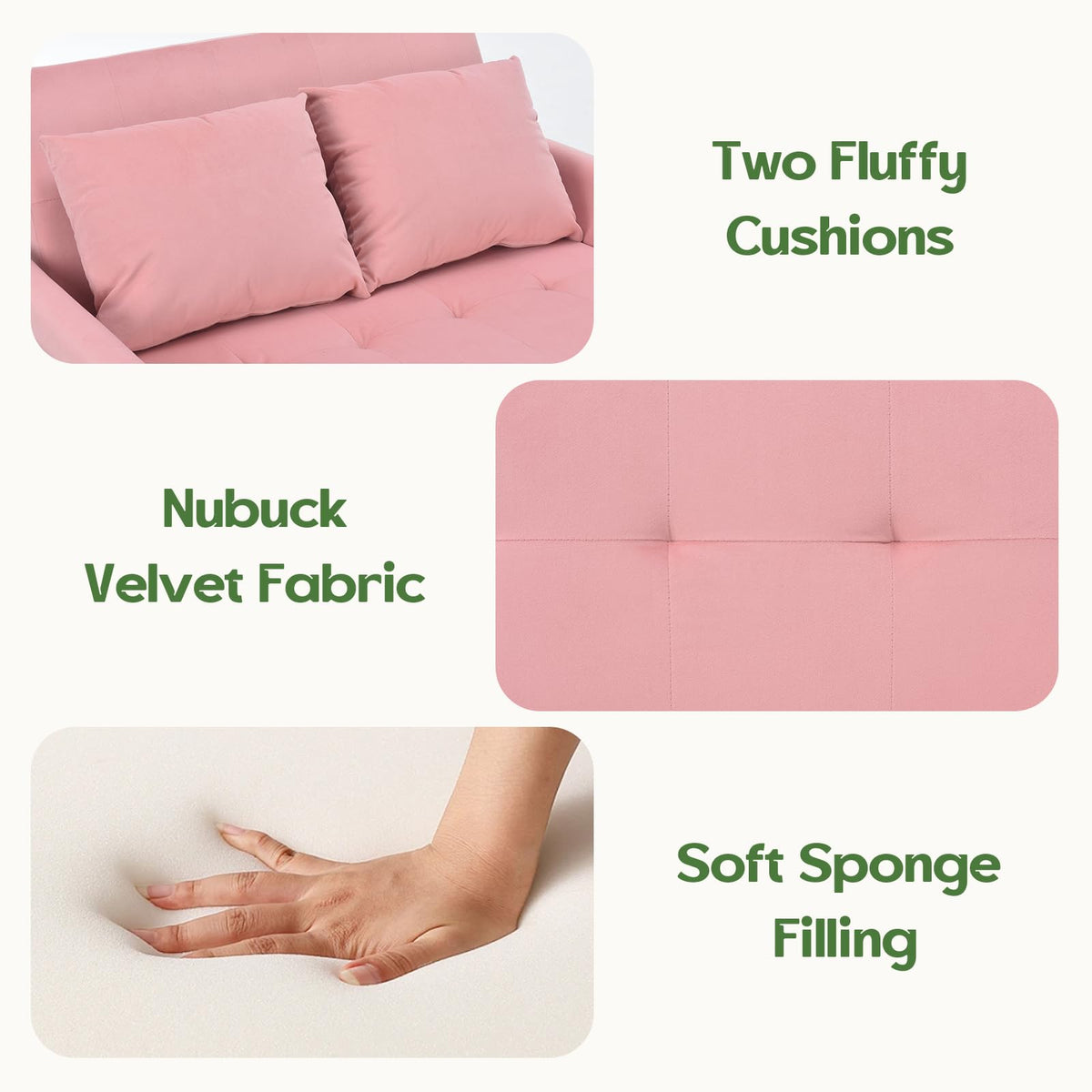 Pink Convertible Sleeper Sofa Bed R269