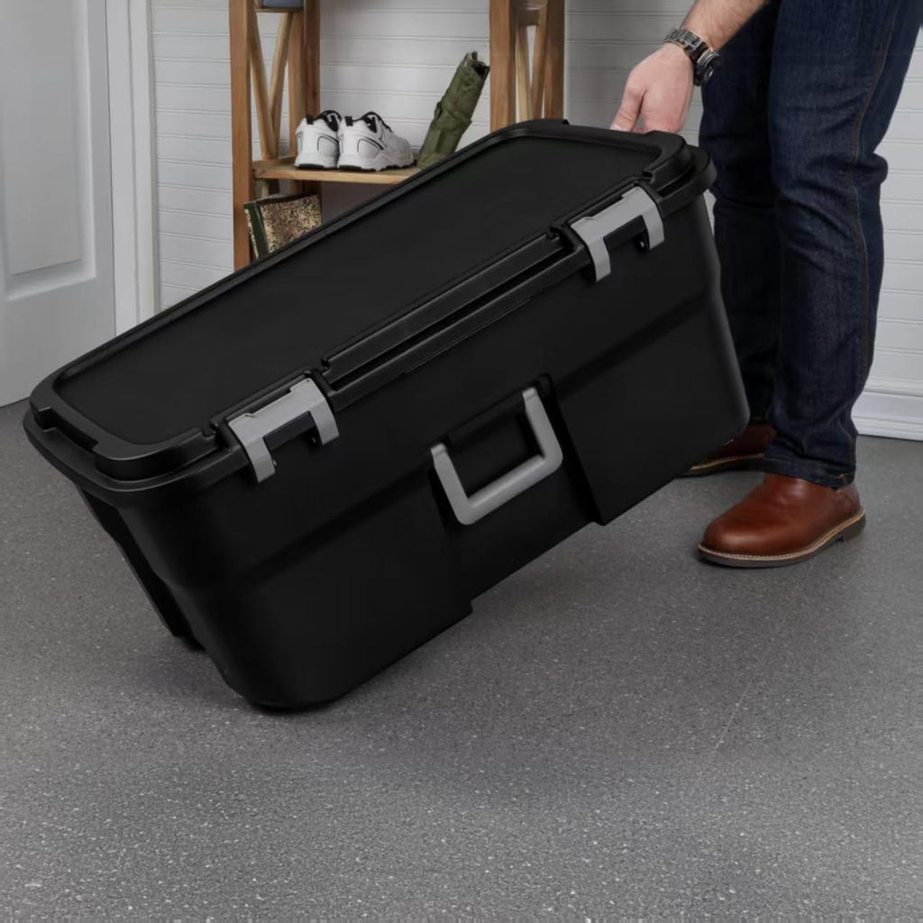 Black Wheeled Lockable Footlocker V199