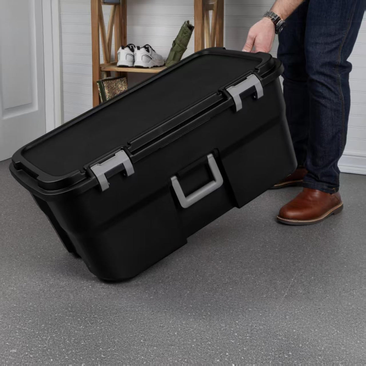 Black Wheeled Lockable Footlocker V199