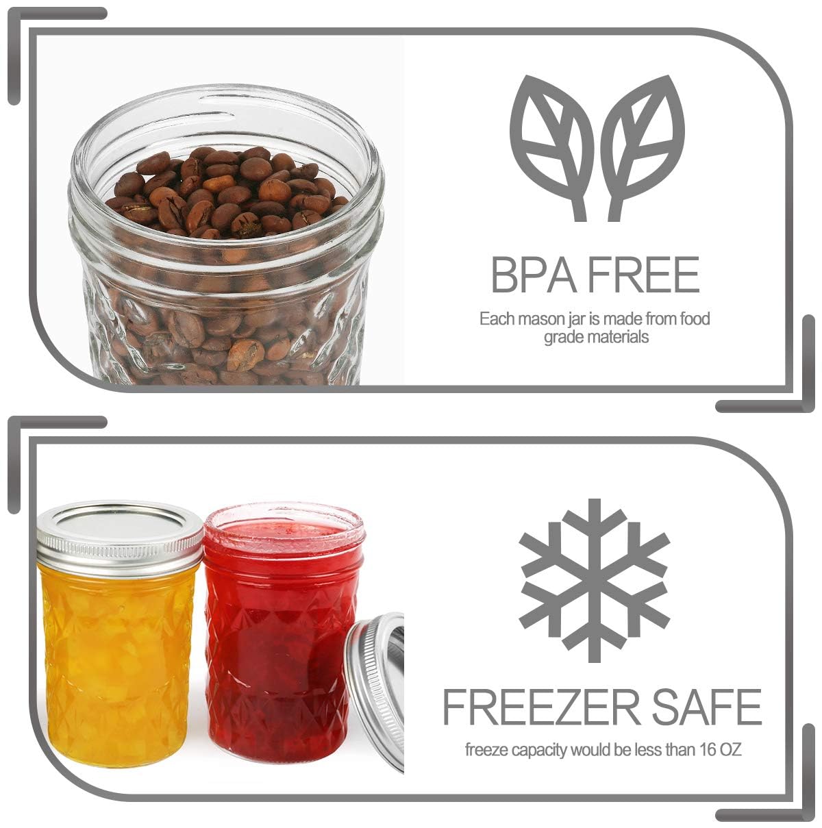 12 Packs 16oz Wide Mouth Mason Jars with Lids and Bands K64717