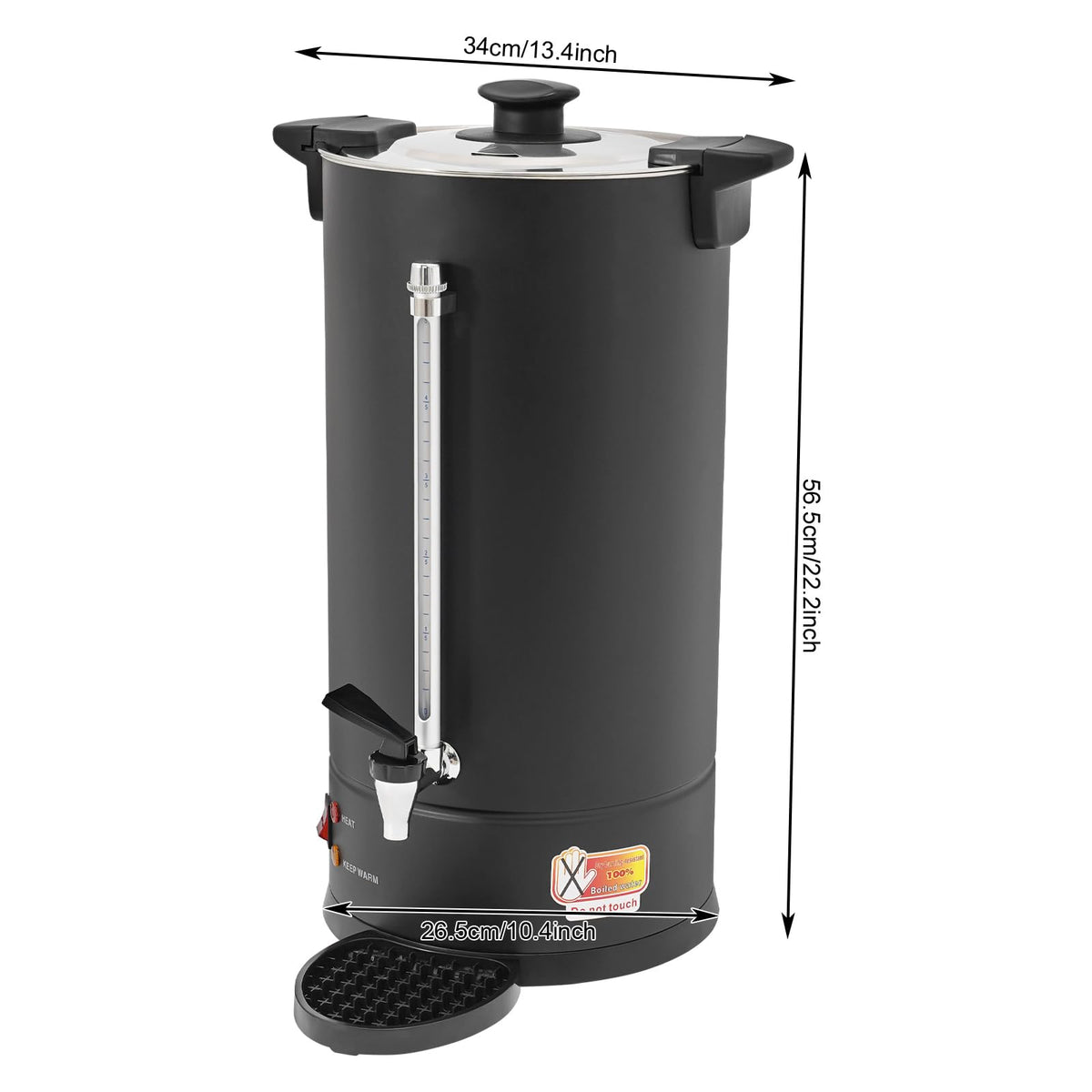 25L Stainless Steel Coffee Urn Hot Water Dispenser Commercial Electric Brewer with Drip Tray Black E318