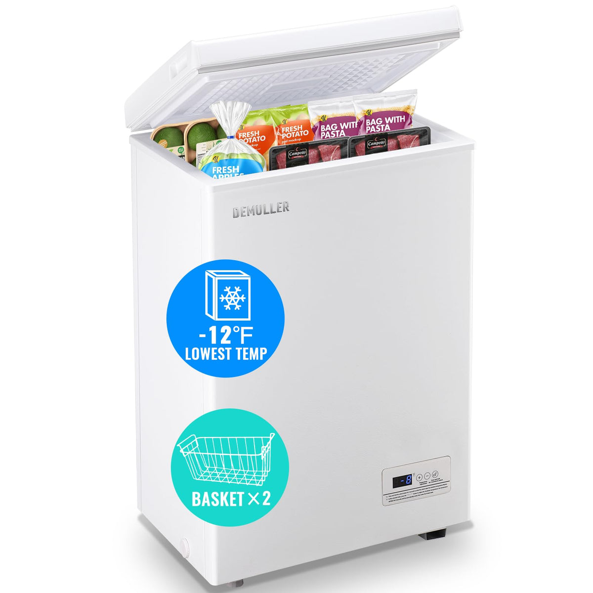 3.5 CU.FT White Chest Freezer with Two Removable Baskets V588