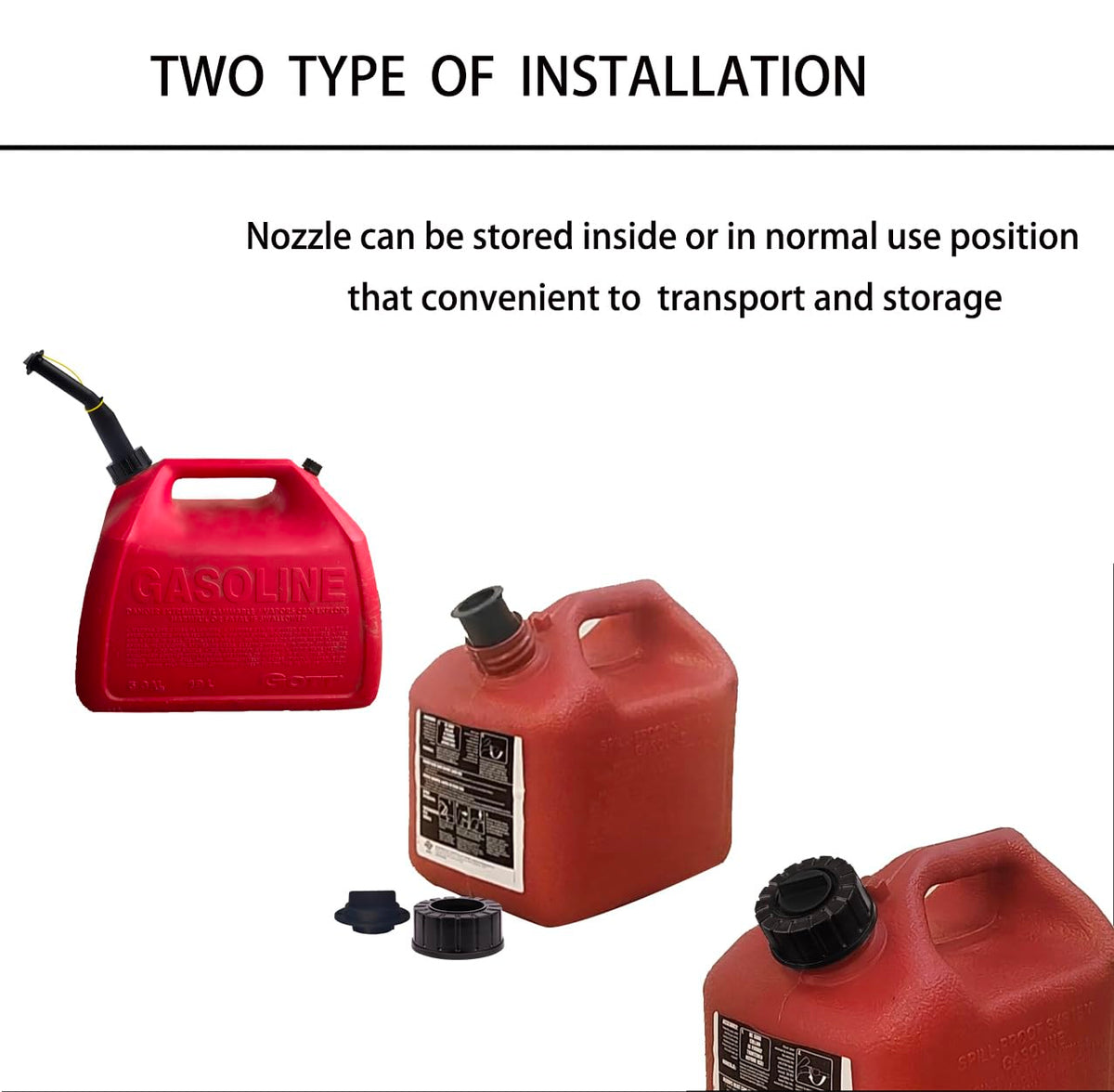 Gas Can Spout Replacement Kit with Gaskets Vent Cap Black 3 Kit N62998