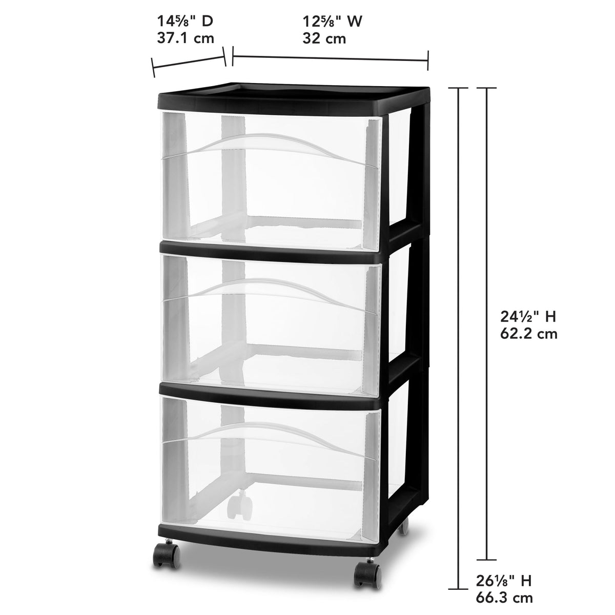 3-Drawer Cart with Wheels, 2-Pack J9816