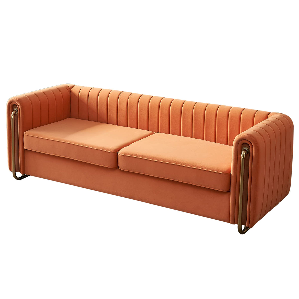Tufted Velvet Sofa with Golden Metal Legs P48012