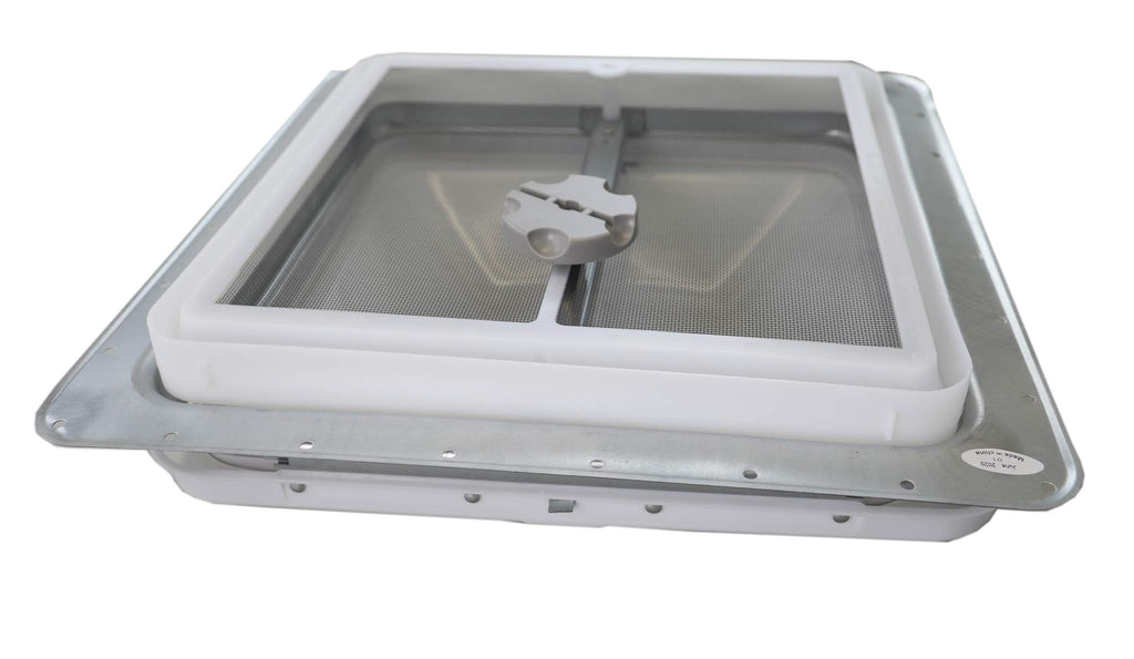 White Manual Crank RV Roof Vent with Screen R740