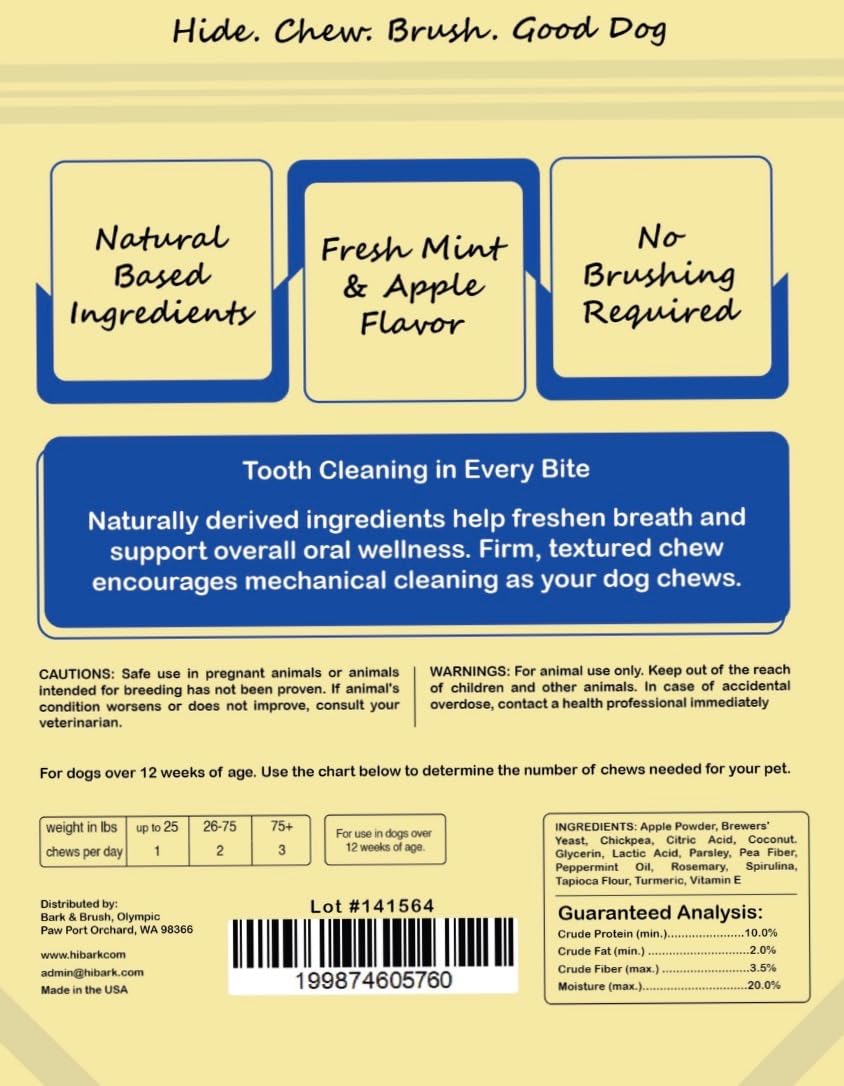 Natural Dental Chews for Dogs, Mint & Apple Flavor, 8 Count T4929
