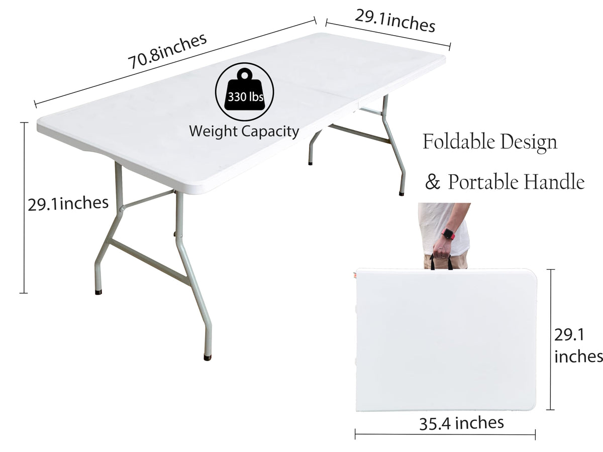 6ft Heavy Duty Plastic Folding Table N856737