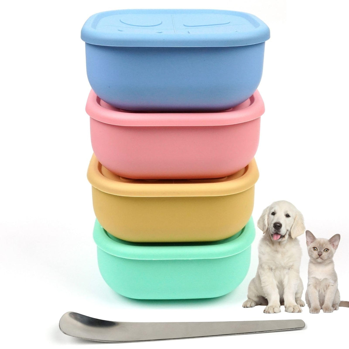 Airtight Pet Wet Food Storage Containers with Lids 4-Pack 12oz P782