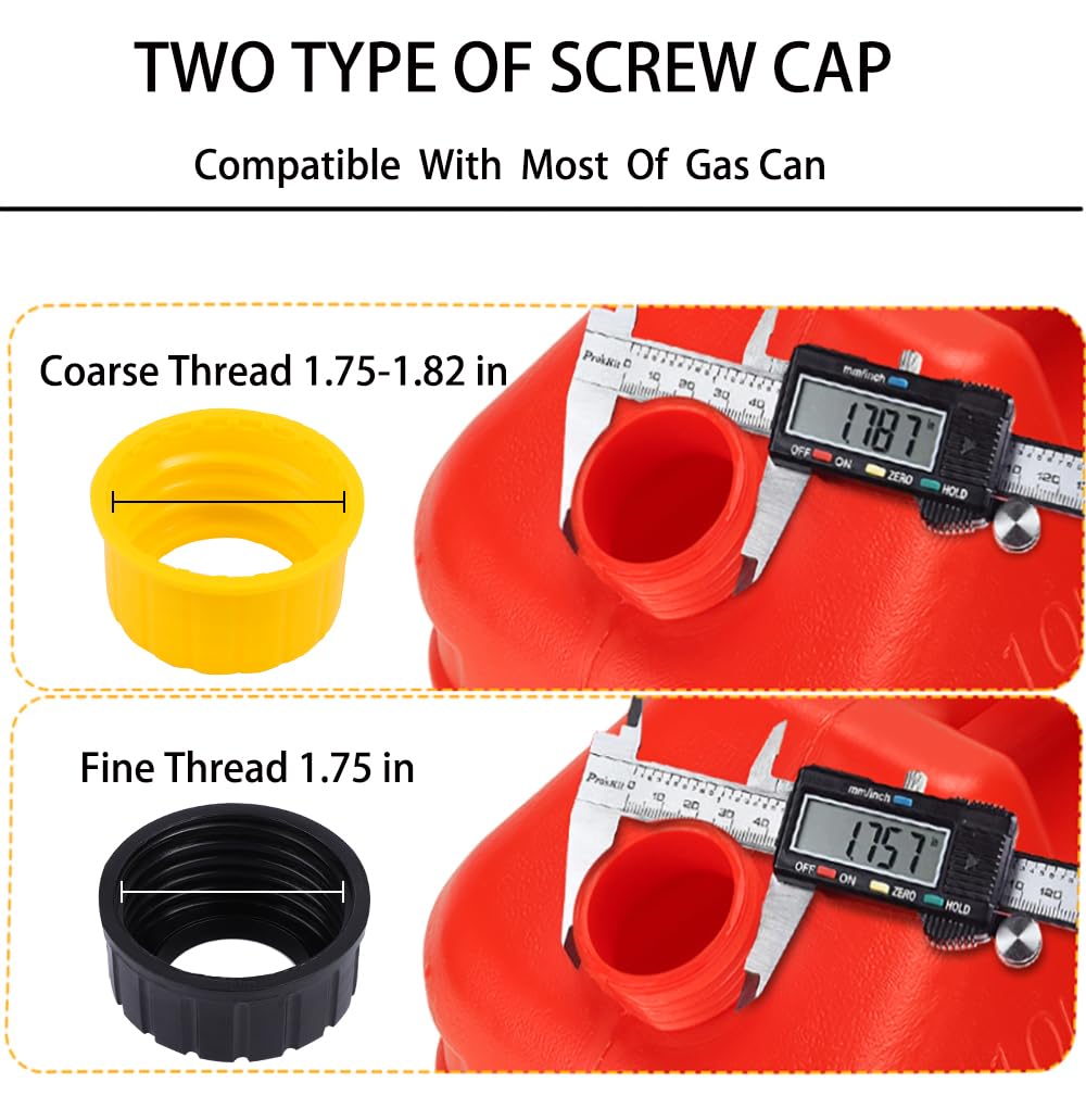 Gas Can Spout Replacement Kit with Gaskets Vent Cap Black 3 Kit N62998