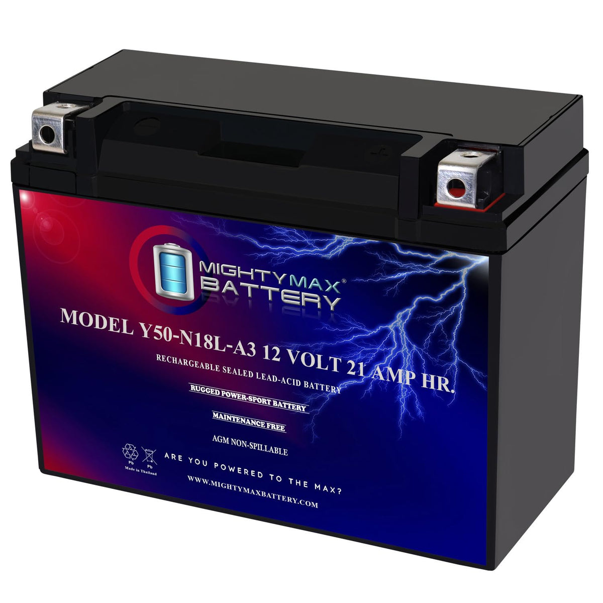 12 Volt 21 AH 350 CCA Rechargeable Maintenance Free SLA AGM Motorcycle Battery X33771