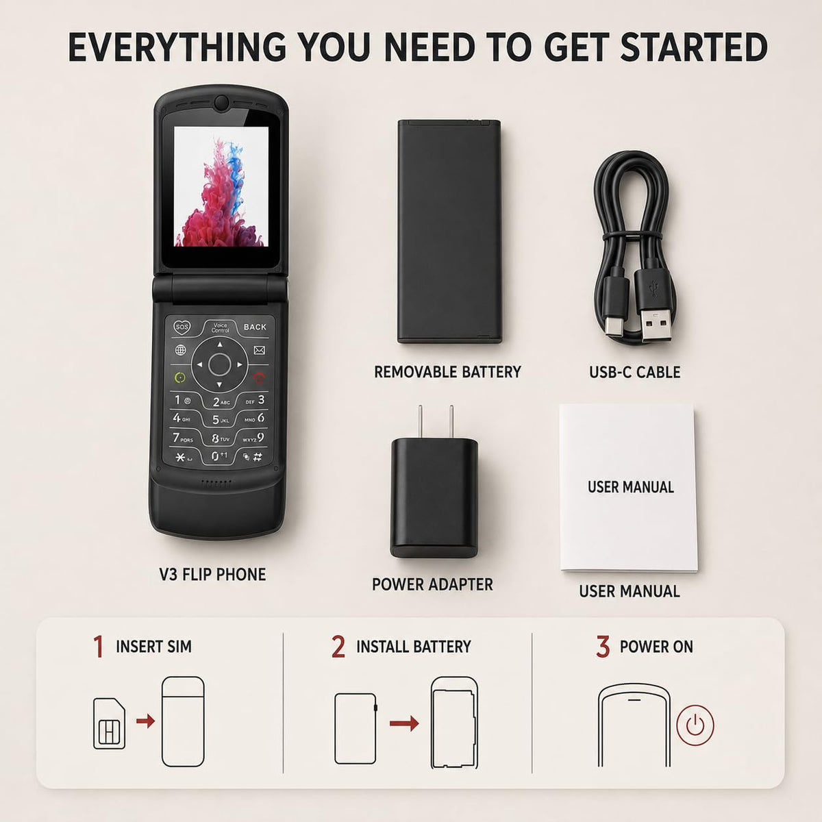 4G LTE Flip Phone, Android 11 Go, Dual Screens, 2GB RAM 16GB Storage F431948