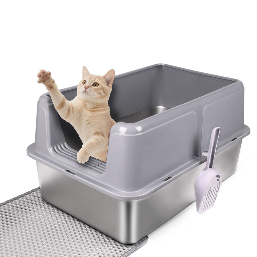 XL Stainless Steel Cat Litter Box with Lid L441443