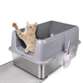 XL Stainless Steel Cat Litter Box with Lid L441443