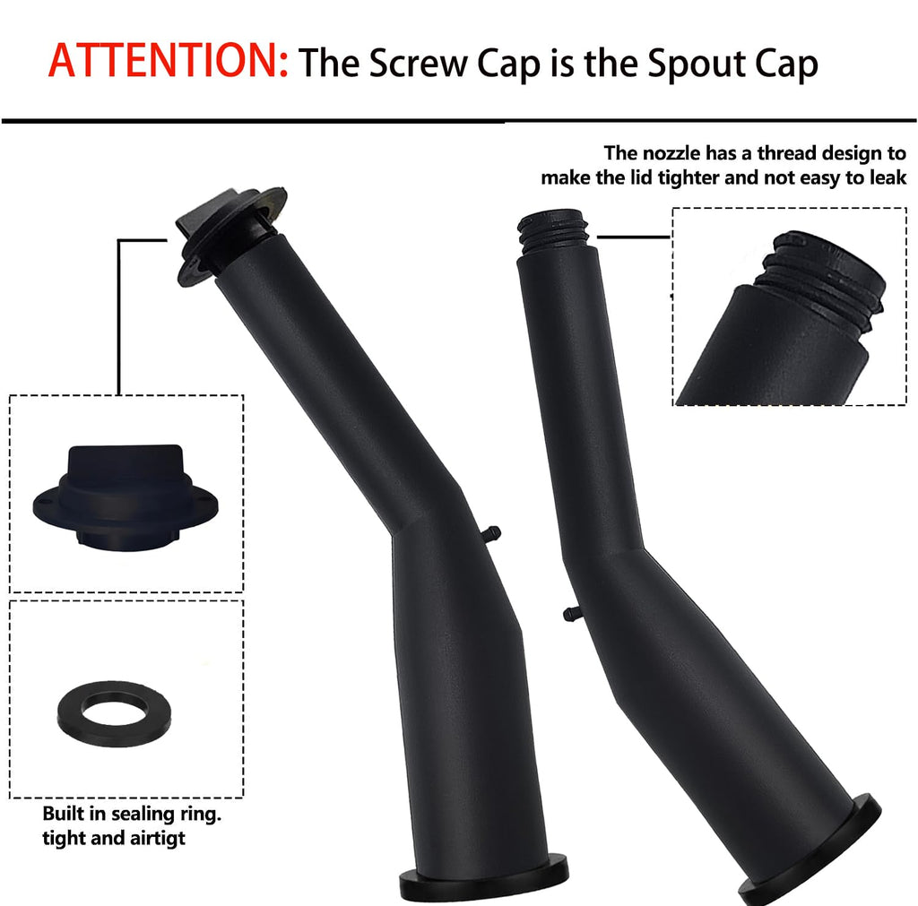 Gas Can Spout Replacement Kit with Gaskets Vent Cap Black 3 Kit N62998
