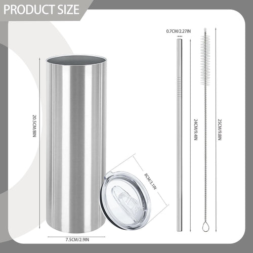 16 Pack 20oz Stainless Steel Insulated Tumblers with Lid and Straw I2454