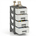 White Grey 4 Drawer Plastic Storage Tower H197192