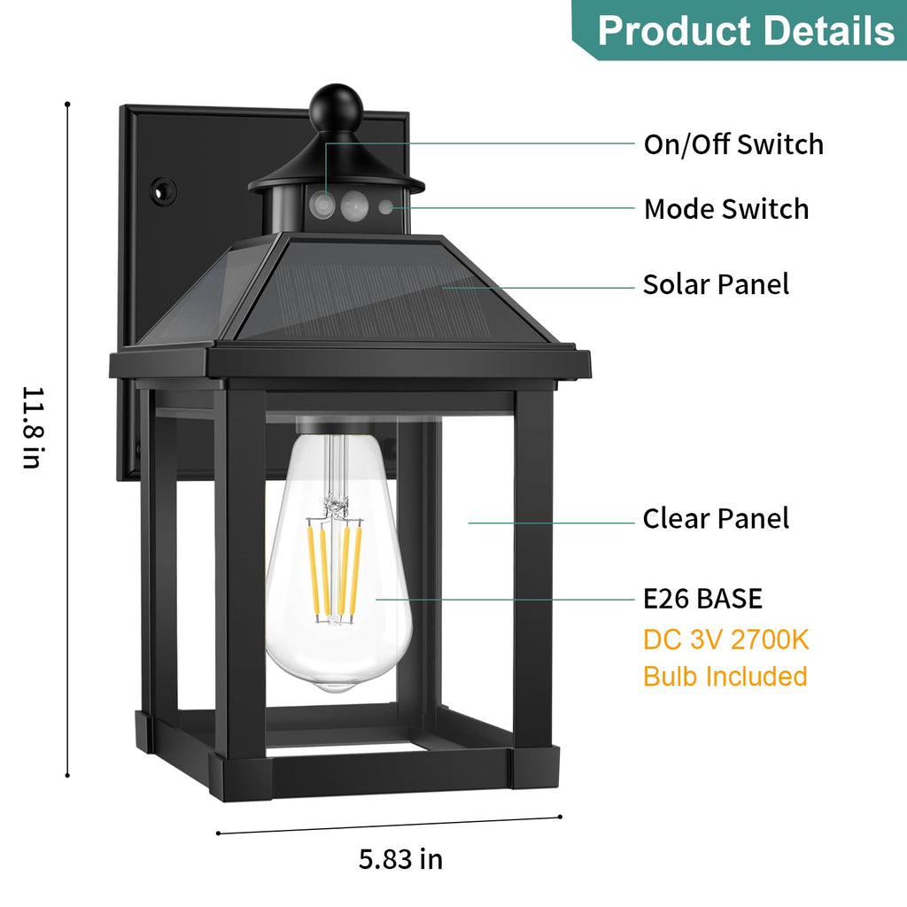 Solar Porch Lights Outdoor Dusk to Dawn with Motion Sensor T534
