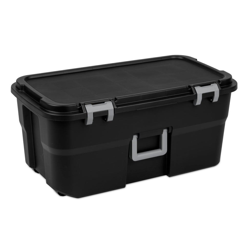 Black Wheeled Lockable Footlocker V199