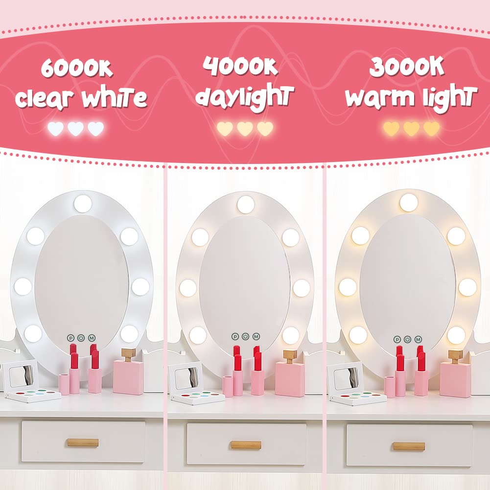 Vanity Table Set with Lighted Mirror and Stool P3673