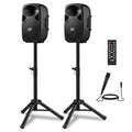 8 Inch Rechargeable Bluetooth PA System with Tripod Stands, Wired Mic J12771