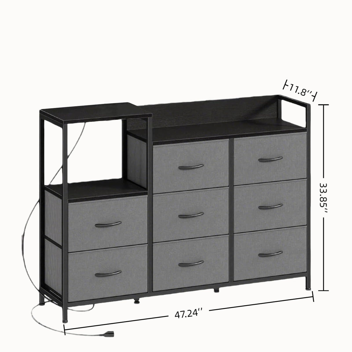 TV Stand with Charging Station, 8 Fabric Drawers Dresser Q941846