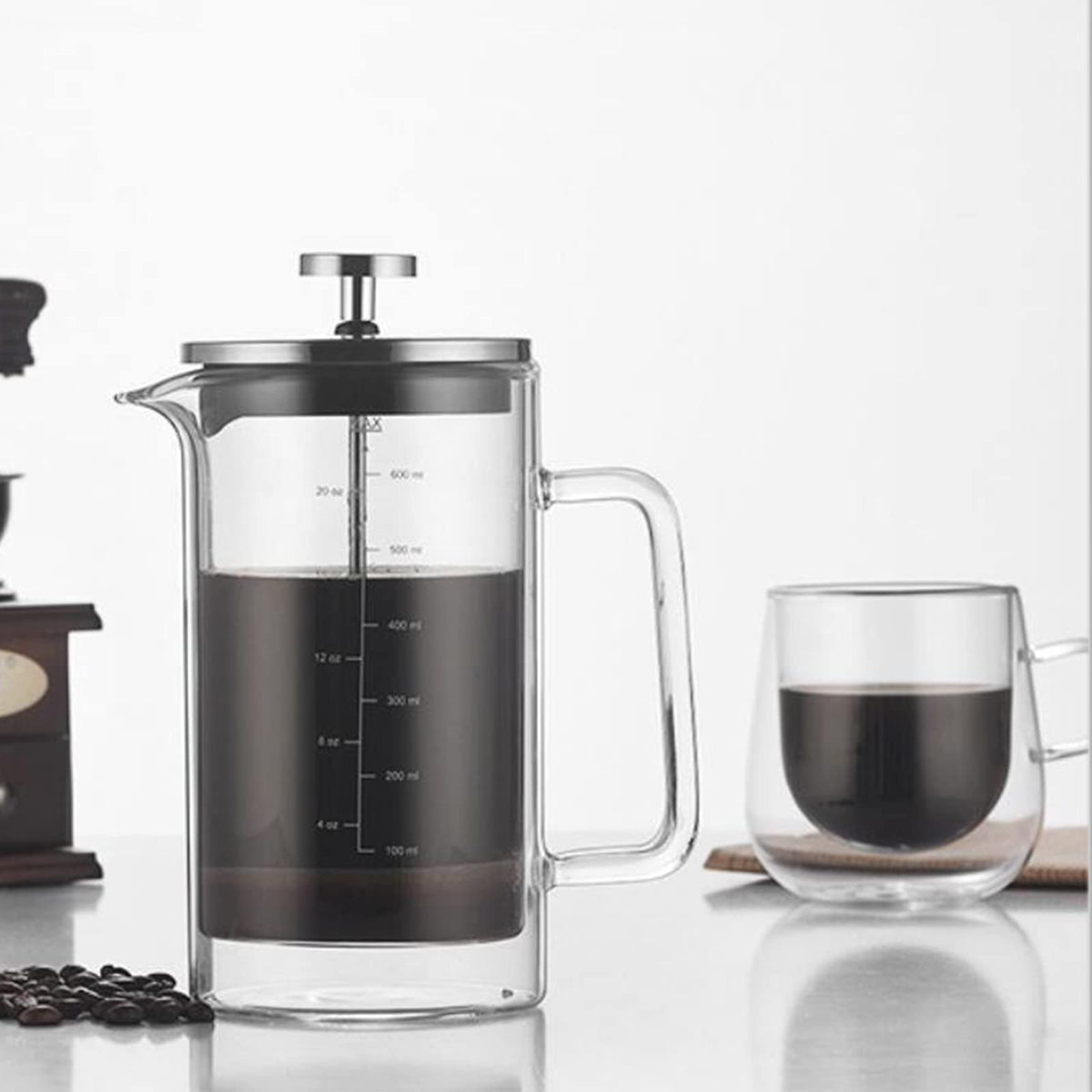 Double Walled Borosilicate Glass Coffee Pot J7277