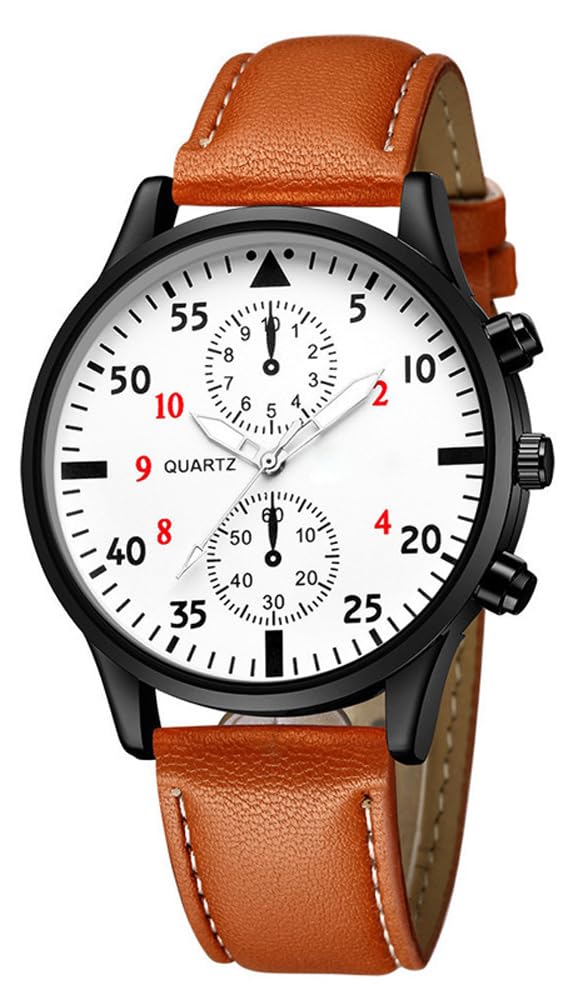 Men Chronograph Leather Strap Analog Quartz Watches N79618