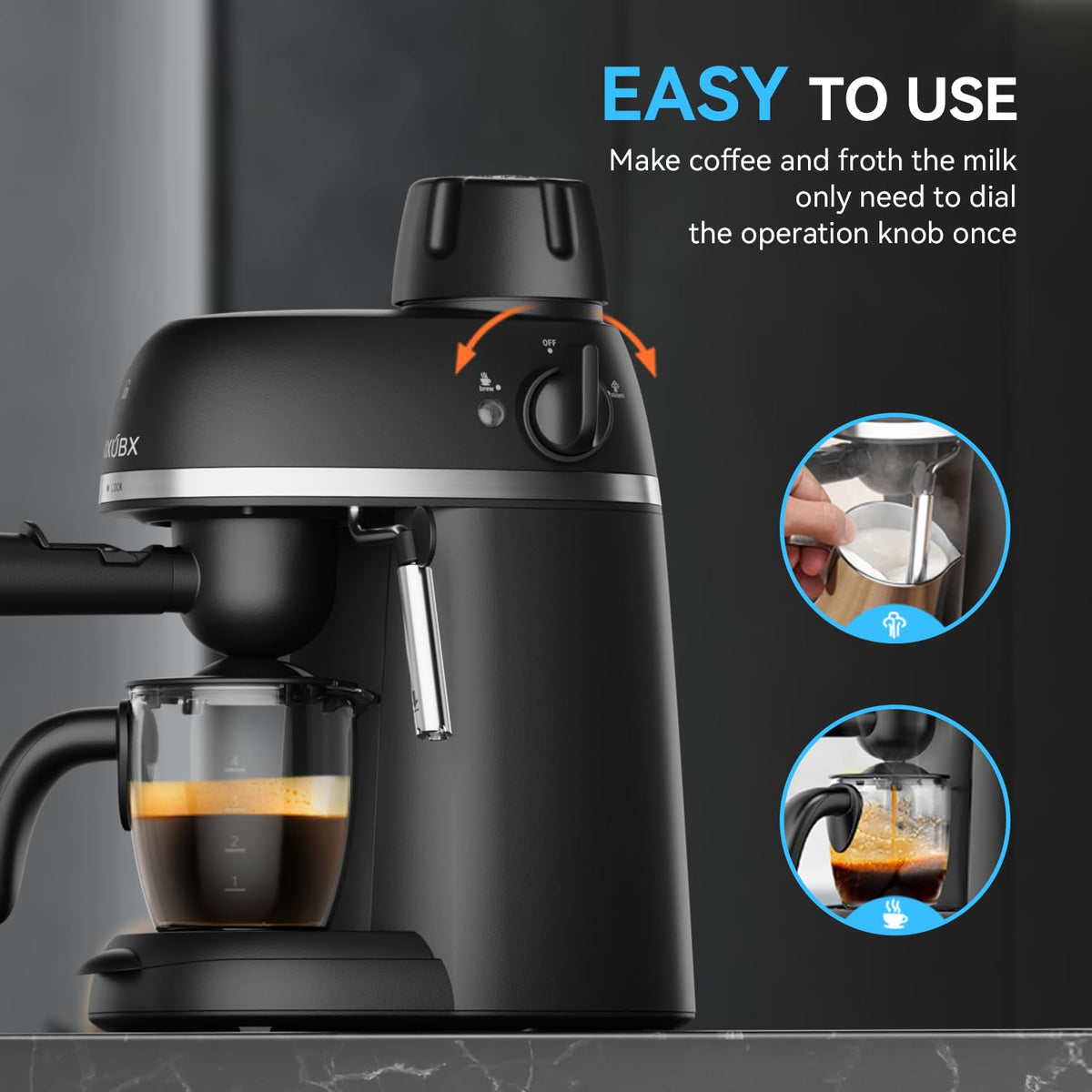 Compact Espresso & Cappuccino Machine with Steam Wand P424