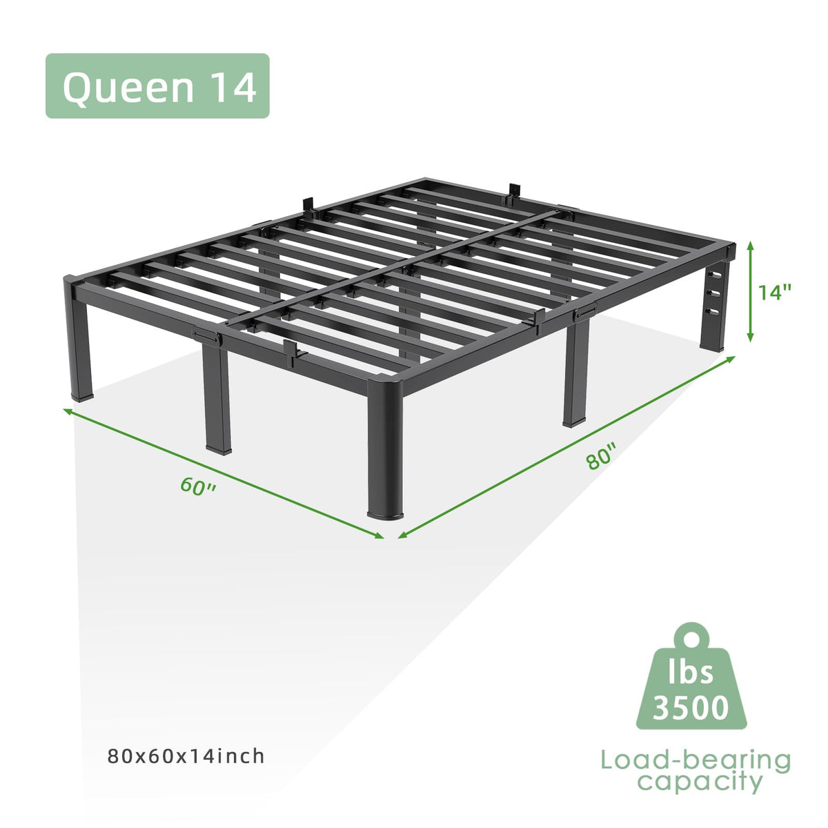 Queen 14 Inch Steel Platform Bed Frame D167527
