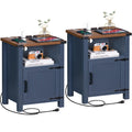 Dark Blue 18-Inch Fluted Nightstand Set of 2 W8410