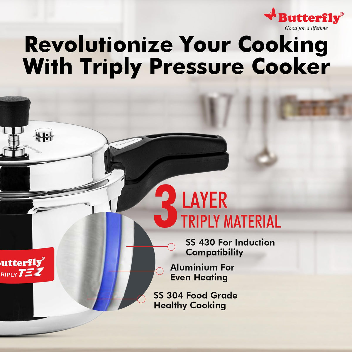 3 Liter Stainless Steel Pressure Cooker H1984