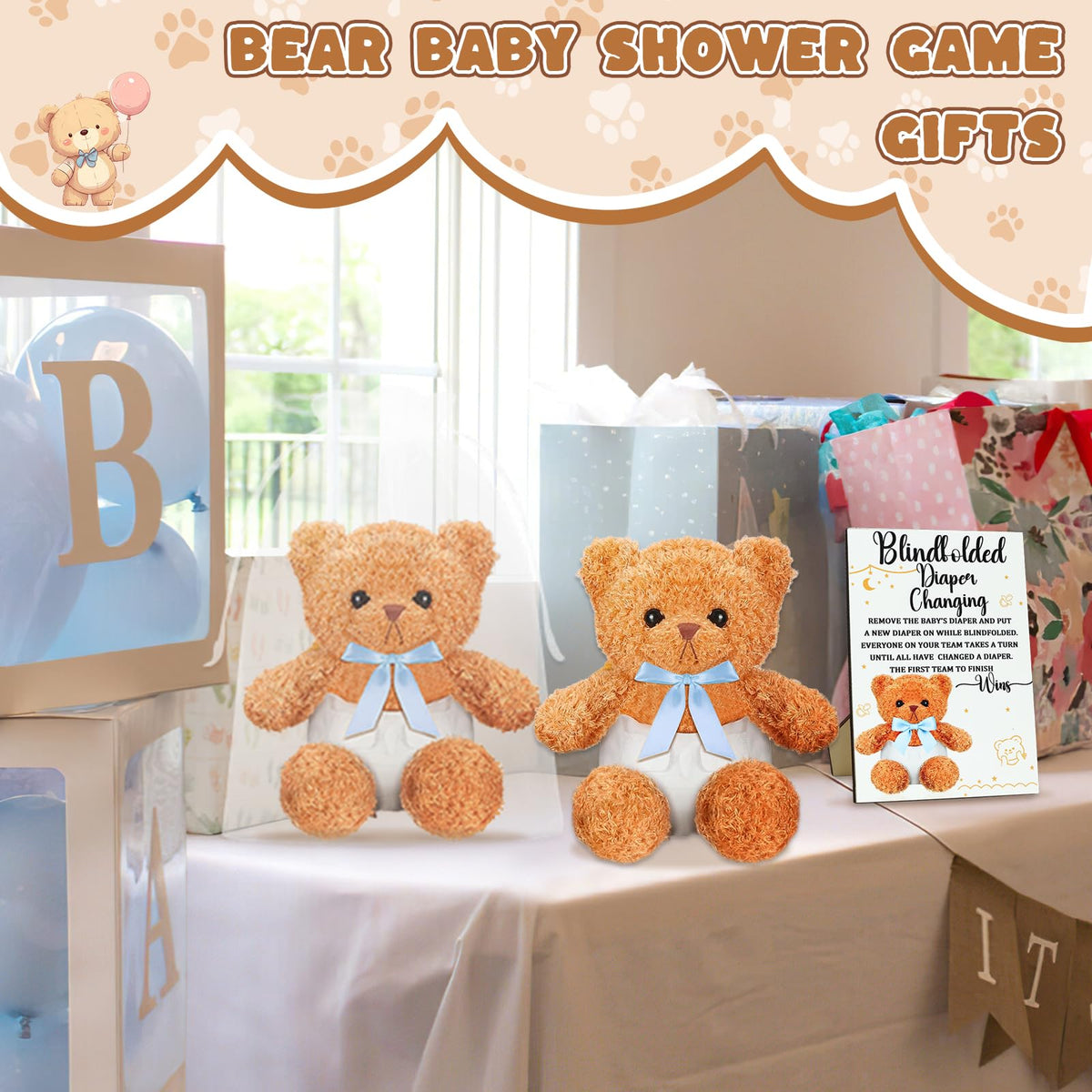 25 Pack Baby Shower Games Blindfold Diaper Changing Kit L259