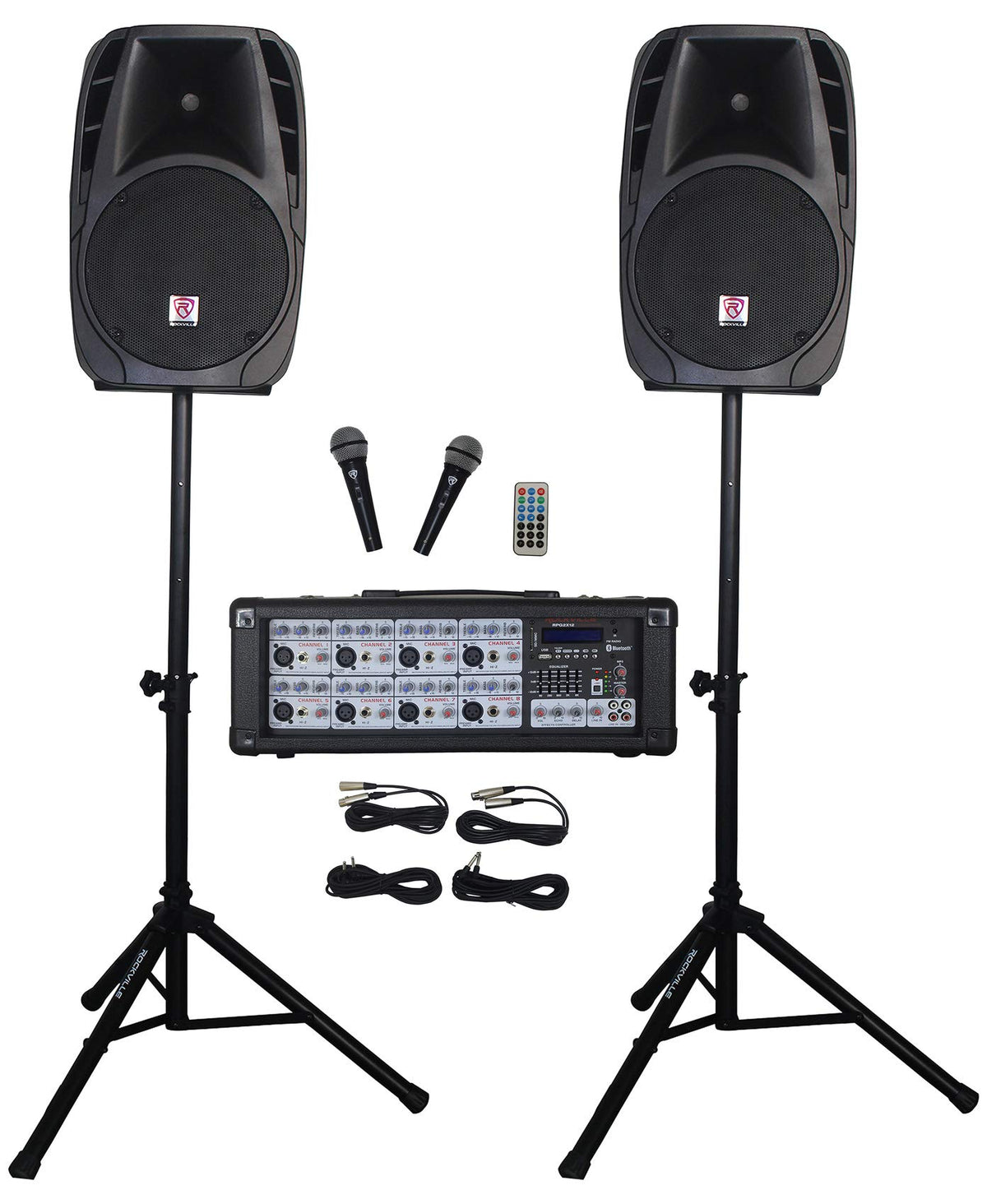 12 Inch Powered PA Speaker System with Mixer and Microphones R637413