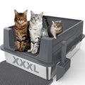 Stainless Steel Extra Large Cat Litter Box with High Sided Lid and Litter Scoop F500